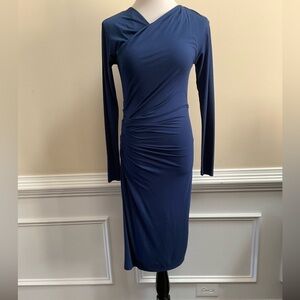 MM. LAFLEUR New York Blue Annabel Dress Ruching Long Sleeve Size XS
